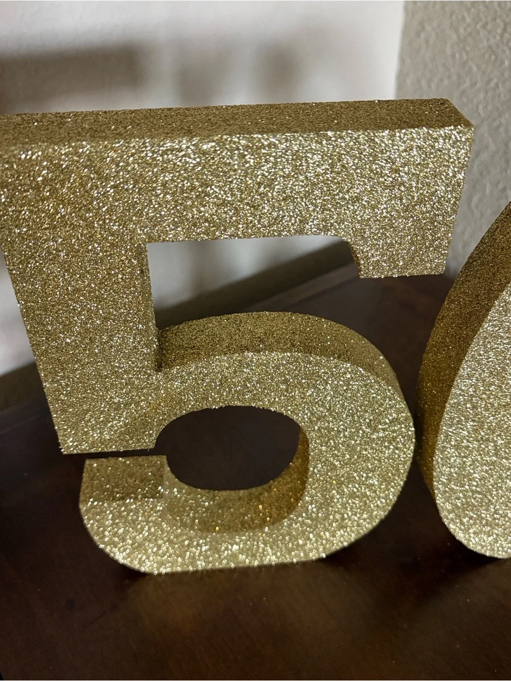 Gold Glitter Number '50' Party Cake Topper - Home Party Supplies